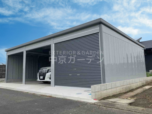 施工例画像：愛知県 愛西市  イナバガレージ３台収納タイプスタンダード一般型 オリジナル土間コンクリート